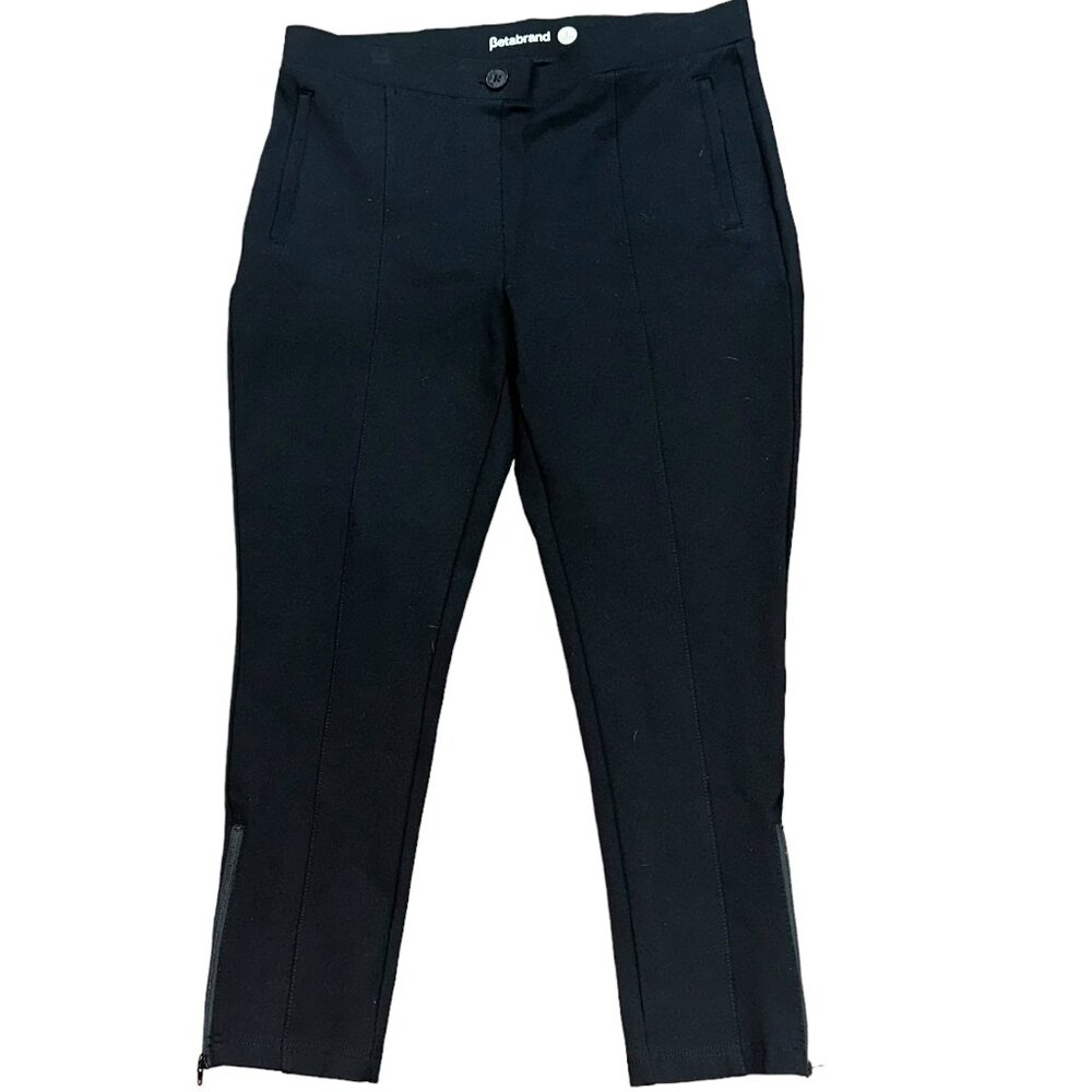 BetaBrand Skinny-Leg Pencil Dress Pant Yoga Pants‎ Zippered Ankles Black Size LP